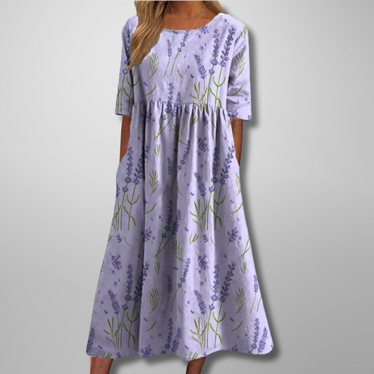 Abby | Charming Embroidered Midi Floral Dress