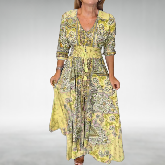 Alona | Elegant Draped Maxi Boho Dress