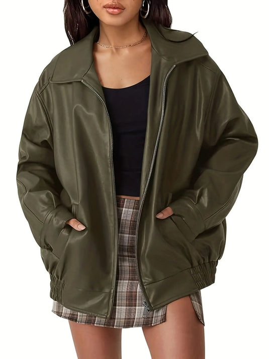 Cane | Modern Oversized Leather Women Casual Jacket