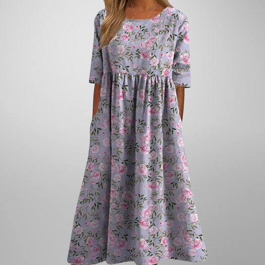 Abby | Charming Embroidered Midi Floral Dress