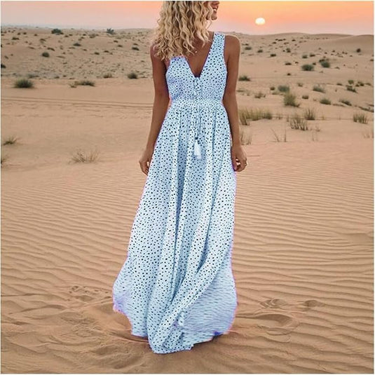 Eva | Elegant Polka Dot Maxi Boho Dress