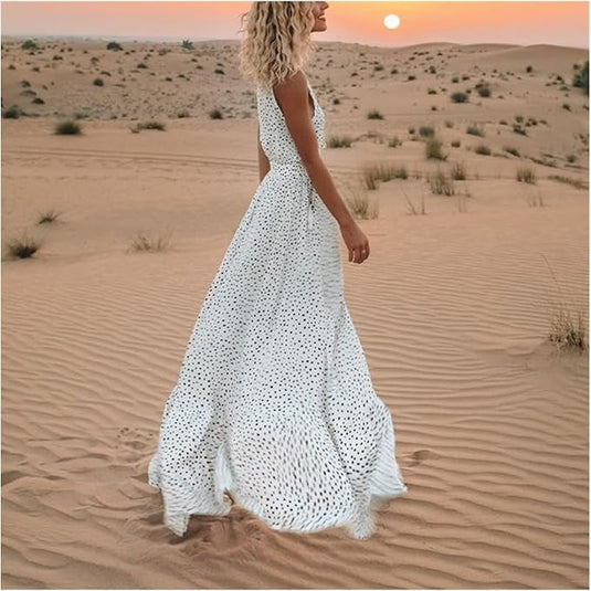 Eva | Elegant Polka Dot Maxi Boho Dress