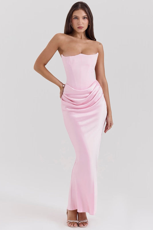 Adelina - Elegant Lace Strapless Wedding Guest Dress