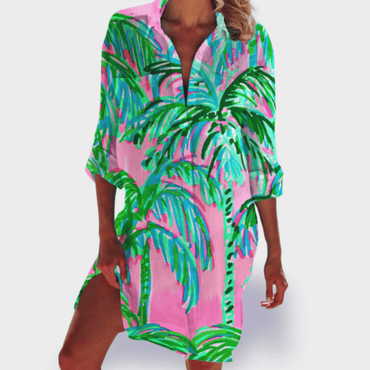 Aliah | Vibrant Printed Draped Midi Casual Summer Dress