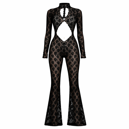 Mila - Black Lace Backless Jumpsuit