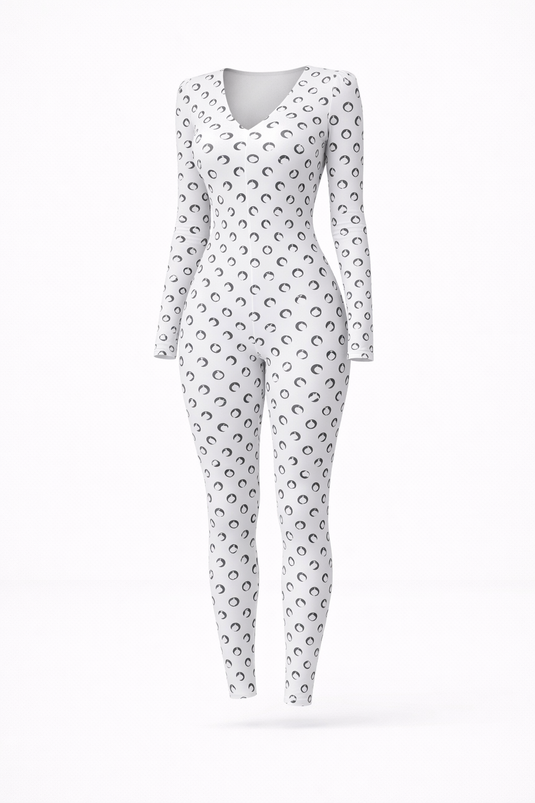 Zara - Retro Moon Print Long Sleeve Jumpsuit