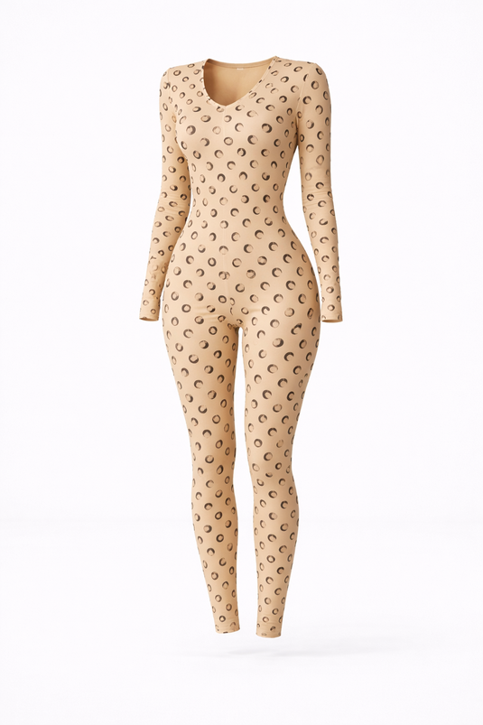 Zara - Retro Moon Print Long Sleeve Jumpsuit