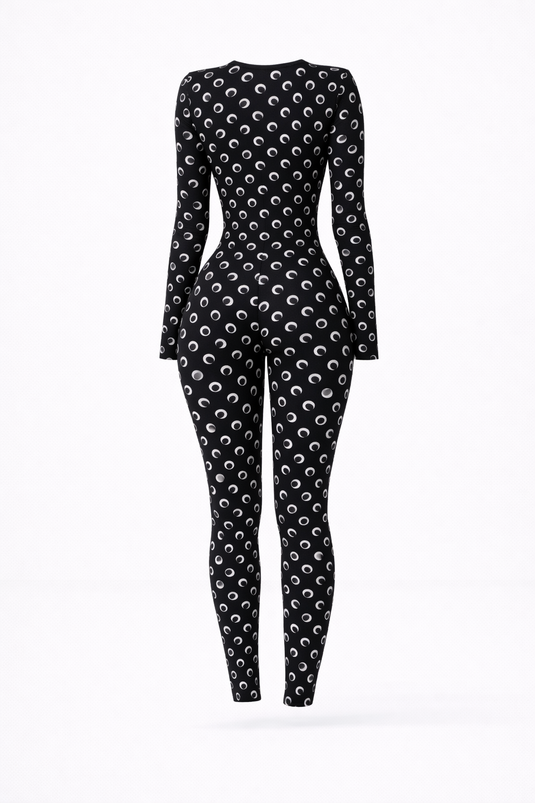 Zara - Retro Moon Print Long Sleeve Jumpsuit