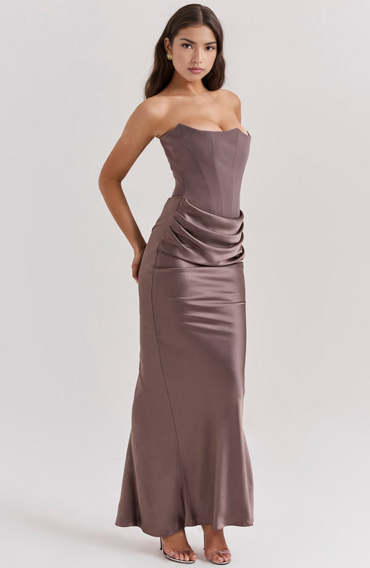 Adelina - Elegant Lace Strapless Wedding Guest Dress