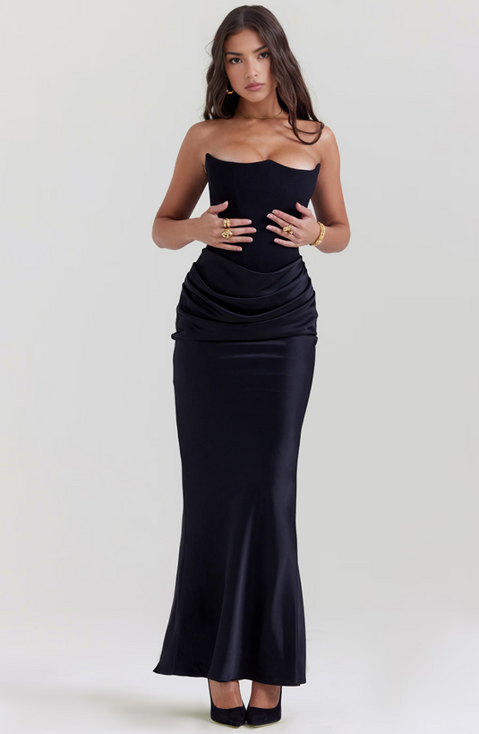 Adelina - Elegant Lace Strapless Wedding Guest Dress