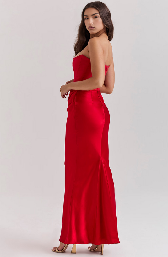 Adelina - Elegant Lace Strapless Wedding Guest Dress