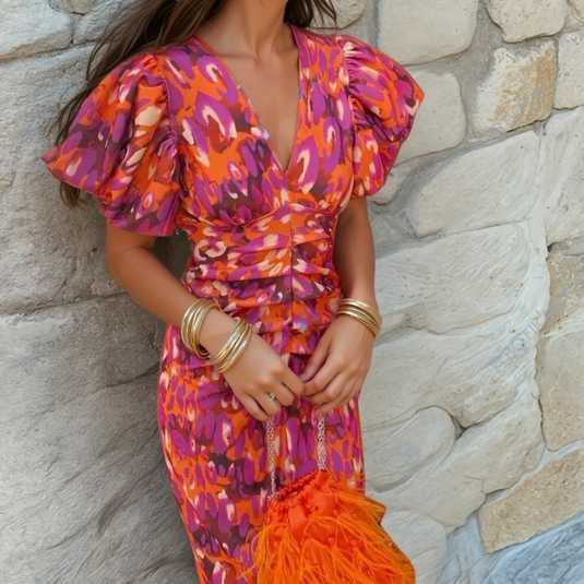 Lara - Joyful Printed Wedding Guest Dress