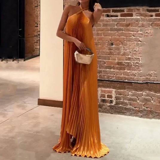 Caren | Graceful Pleated Maxi Wedding Guest Dress