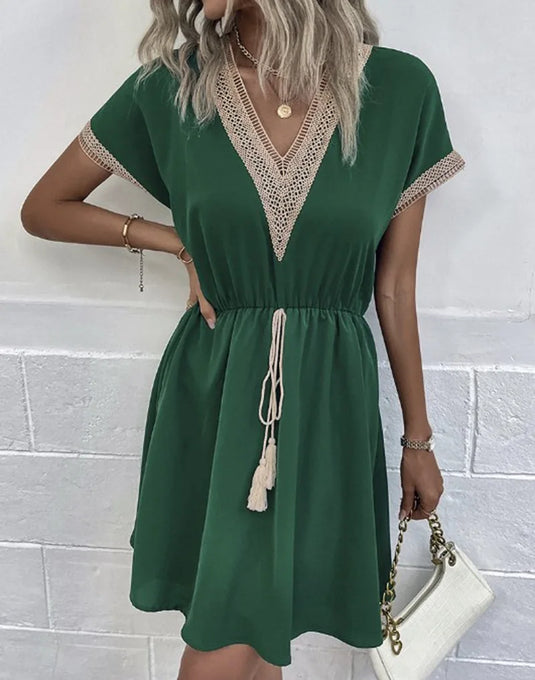 Abegail | Free-Spirited V-Neck Draped Boho Dress