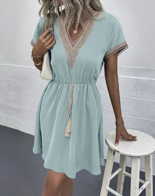 Abegail | Free-Spirited V-Neck Draped Boho Dress