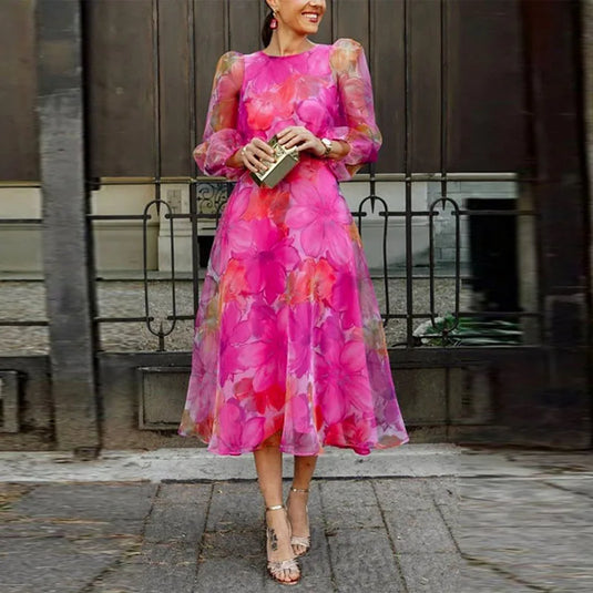 Taylor | Sophisticated Cocktail Midi Floral Dress