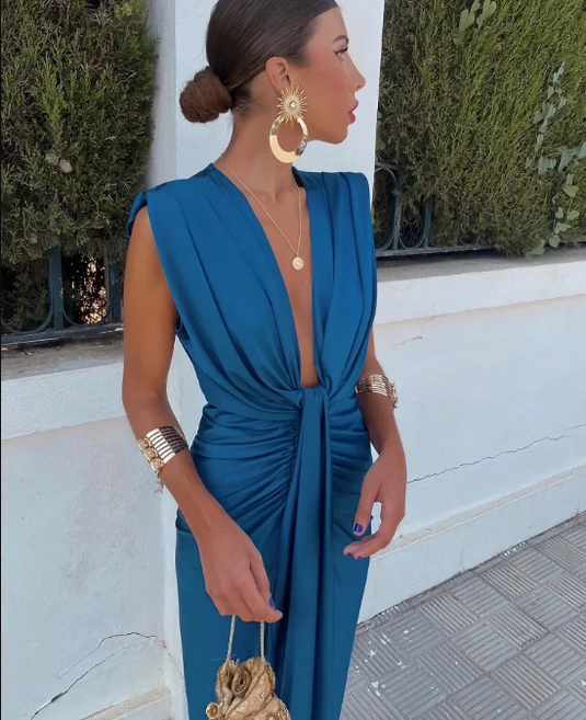 Marjorie - Pleated Midi Wedding Guest Dress