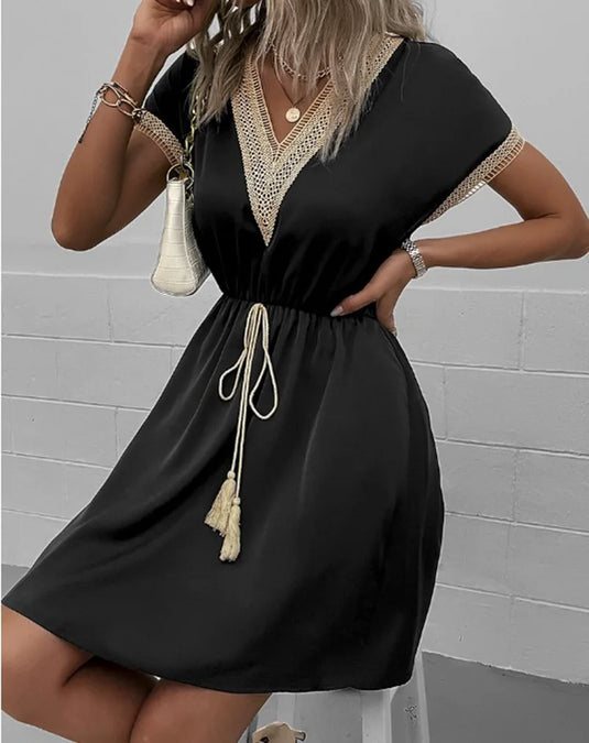 Abegail | Free-Spirited V-Neck Draped Boho Dress