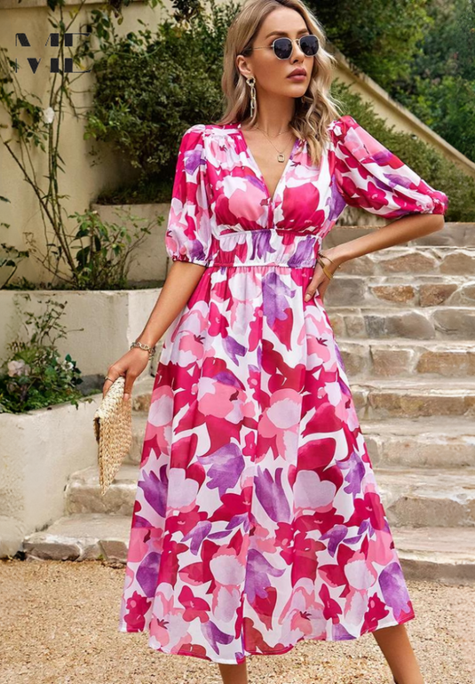 Nica | Charming Midi Floral Dress