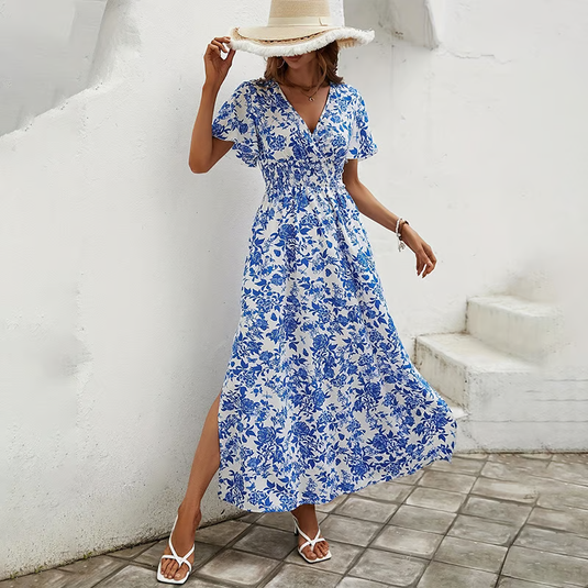 Ayessa | Lovely V-Neck Midi Boho Dress
