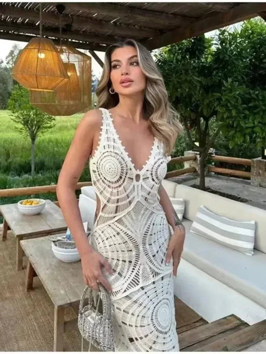 Brigid - Elegant White Wrap Wedding Guest Dress