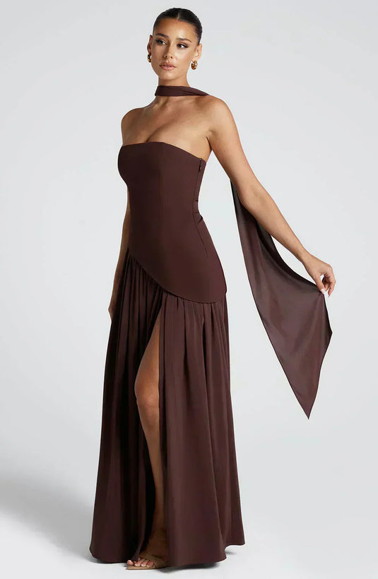 Pearl | Graceful Asymmetric Maxi Wedding Guest Dress