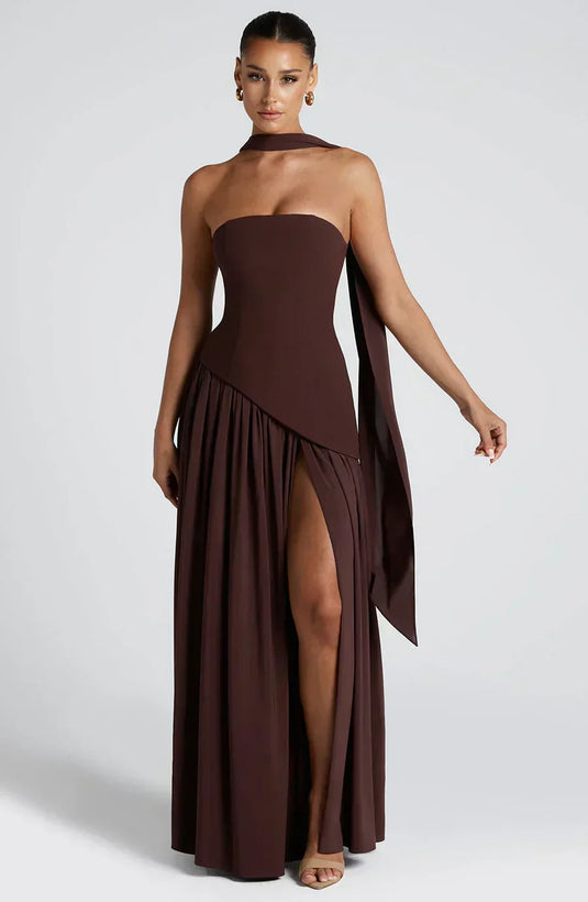 Pearl | Graceful Asymmetric Maxi Wedding Guest Dress