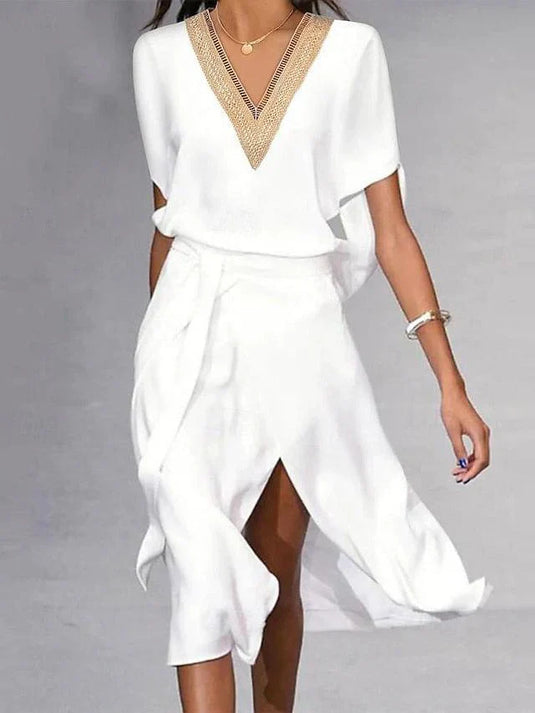 Lauren | Effortless V-Neck Midi Summer Dress