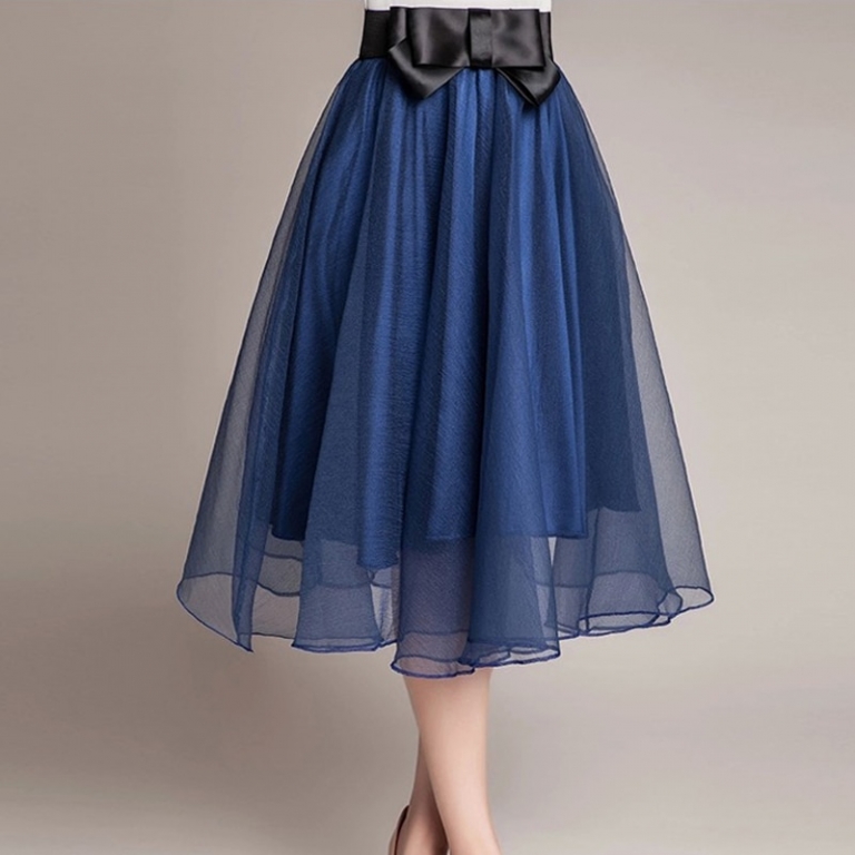 Style Skirts Bust Tulle Skirt Chiffon High Waist Tutu Skirts Womens