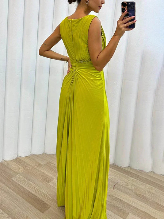 Mindy - Pleated Maxi Wedding Guest Dress