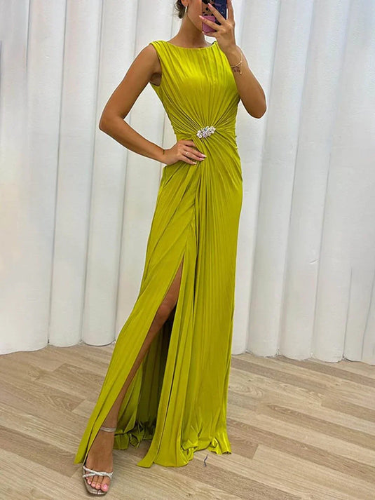 Mindy - Pleated Maxi Wedding Guest Dress