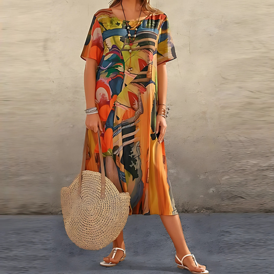 Alona | Graceful Printed Midi Floral Dress