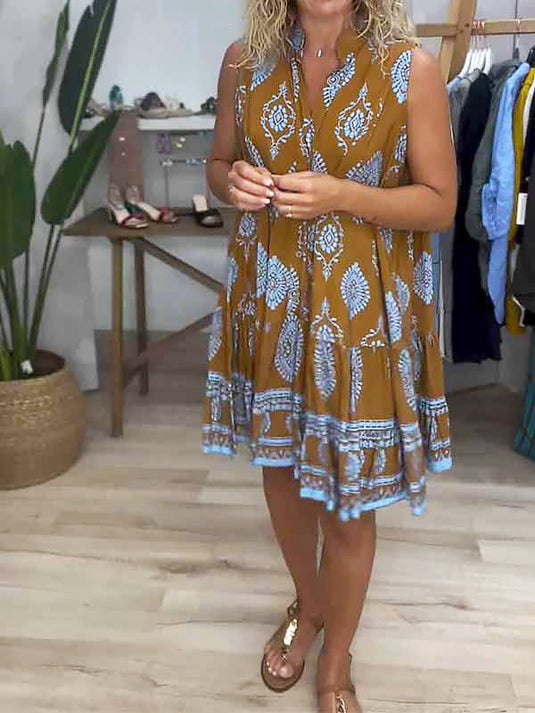 Cheryl | Playful Print Tiered Mini Boho Dress