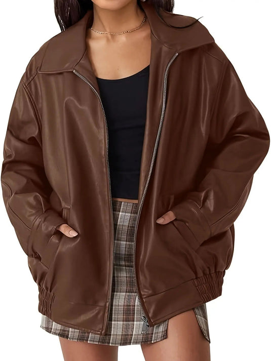 Cane | Modern Oversized Leather Women Casual Jacket