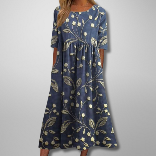 Abby | Charming Embroidered Midi Floral Dress