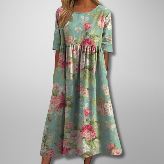 Abby | Charming Embroidered Midi Floral Dress