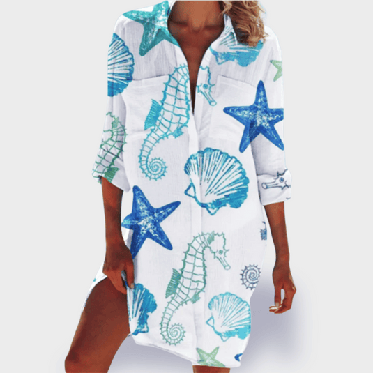 Aliah | Vibrant Printed Draped Midi Casual Summer Dress