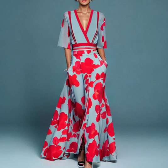 Flora | Romantic Printed Midi Floral Dress