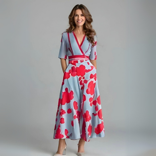 Flora | Romantic Printed Midi Floral Dress