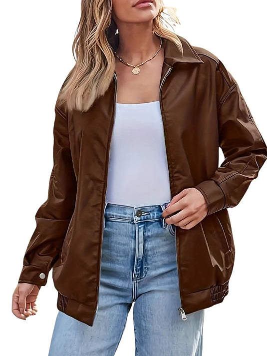 Cane | Modern Oversized Leather Women Casual Jacket