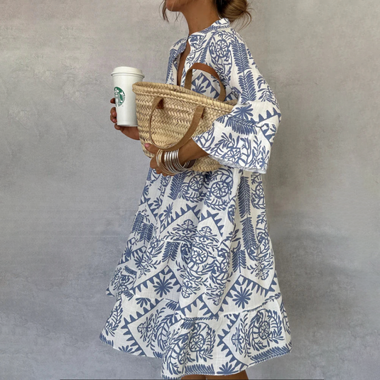 Stella | Charming 3/4 Sleeve V-Neck Boho Dress