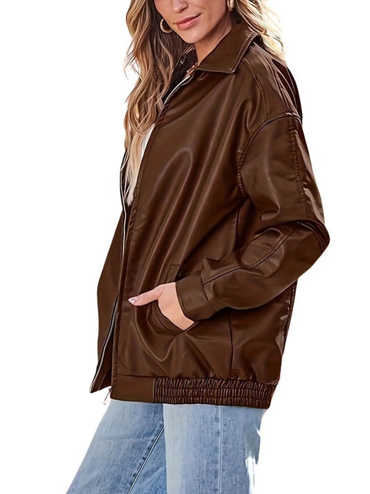 Cane | Modern Oversized Leather Women Casual Jacket
