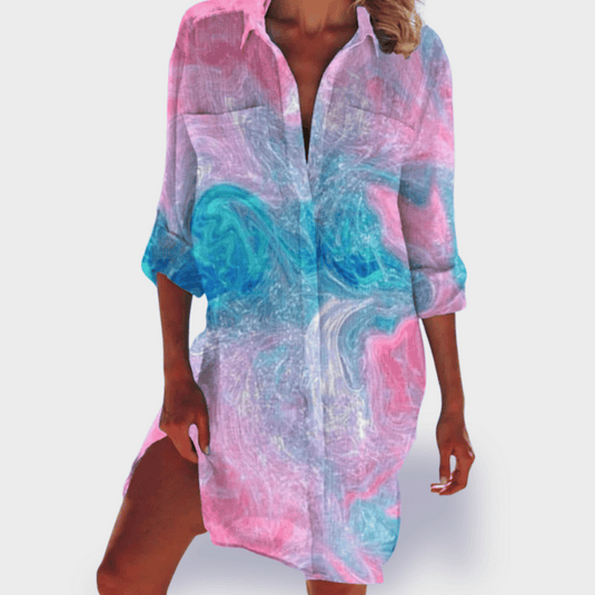 Aliah | Vibrant Printed Draped Midi Casual Summer Dress