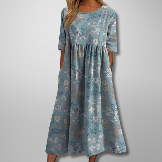 Abby | Charming Embroidered Midi Floral Dress