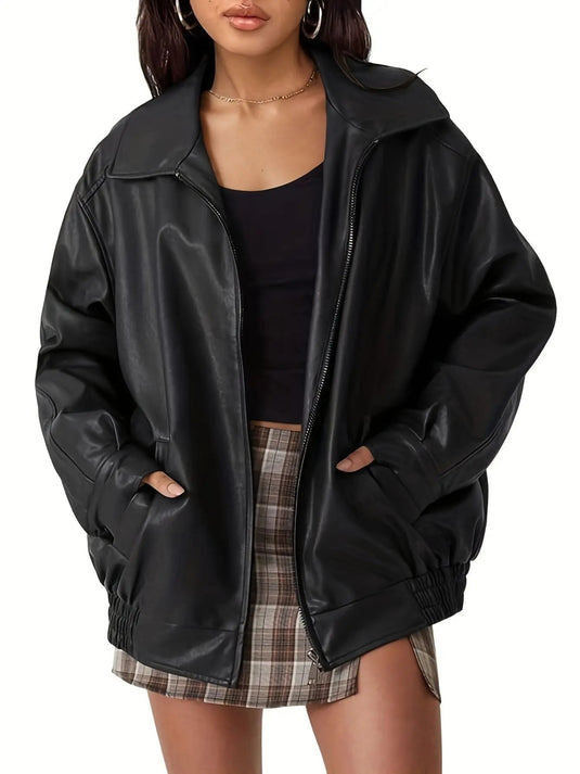 Cane | Modern Oversized Leather Women Casual Jacket
