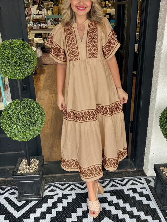 Sandra | Flattering Flowy Midi Boho Dress