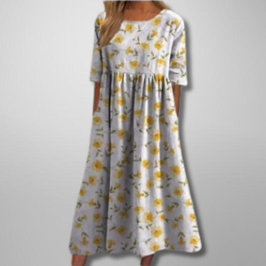 Abby | Charming Embroidered Midi Floral Dress