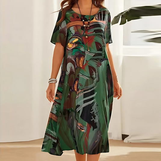 Alona | Graceful Printed Midi Floral Dress