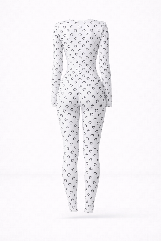 Zara - Retro Moon Print Long Sleeve Jumpsuit