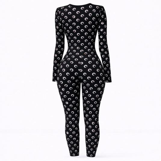 Zara - Retro Moon Print Long Sleeve Jumpsuit